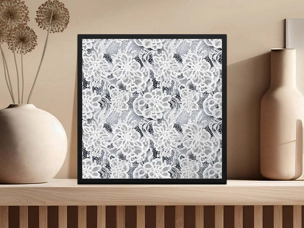 White Floral Lace Digital Seamless Pattern, 12x12 Inches JPEG Files, Delicate Lace Texture, Elegant Design, Digital Paper Download - Moore and Mountain