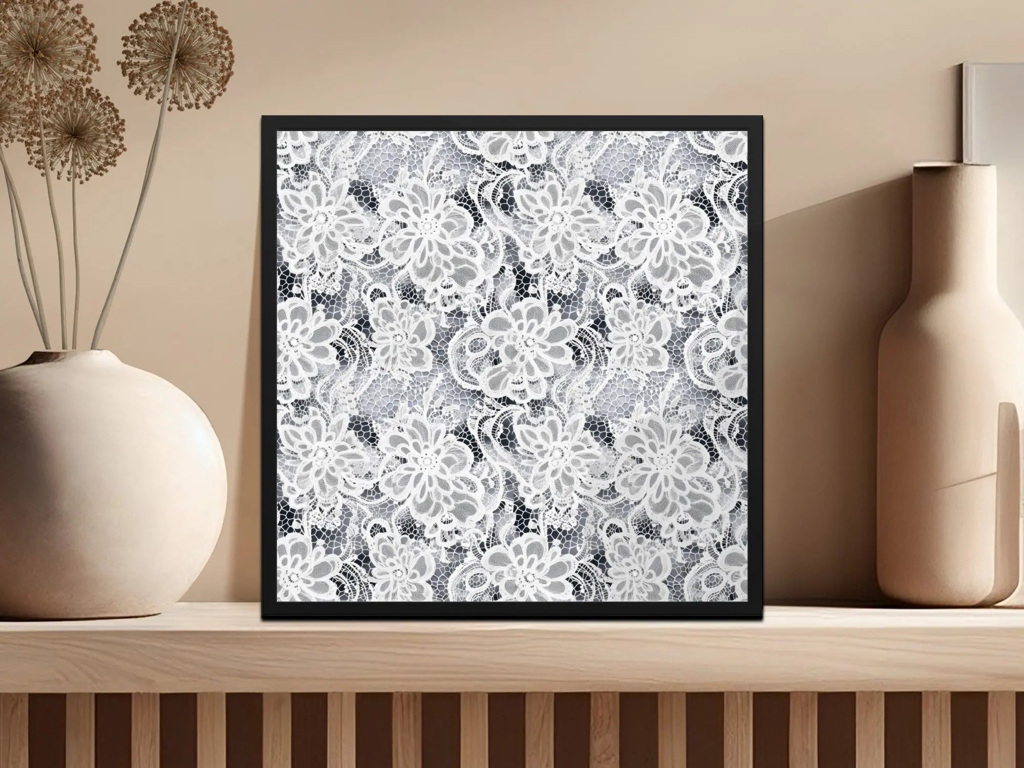 White Floral Lace Digital Seamless Pattern, 12x12 Inches JPEG Files, Delicate Lace Texture, Elegant Design, Digital Paper Download - Moore and Mountain