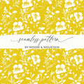 White Floral Pattern, Yellow Background, Digital Paper, Seamless Digital Design, Floral Digital Paper, Printable Pattern - Moore and Mountain