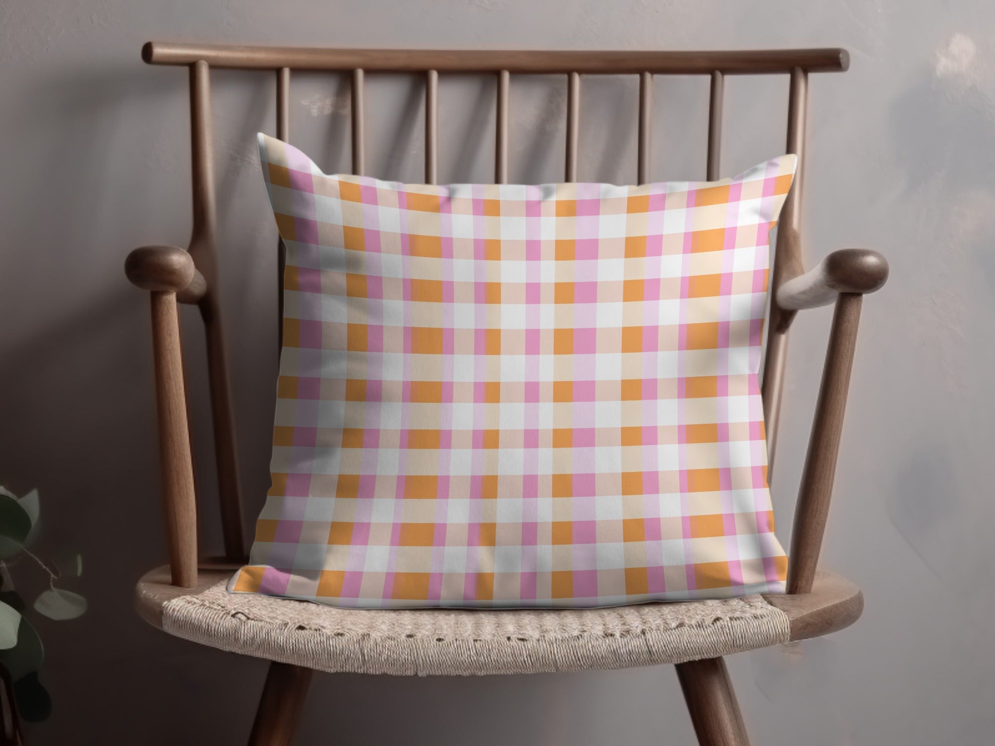 Vibrant Plaid Decorative Cushion for Home Decor Pillow
