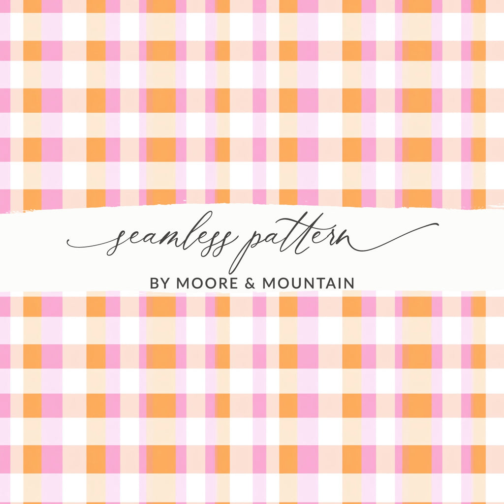 Colorful Pink Orange Plaid Seamless Pattern Design