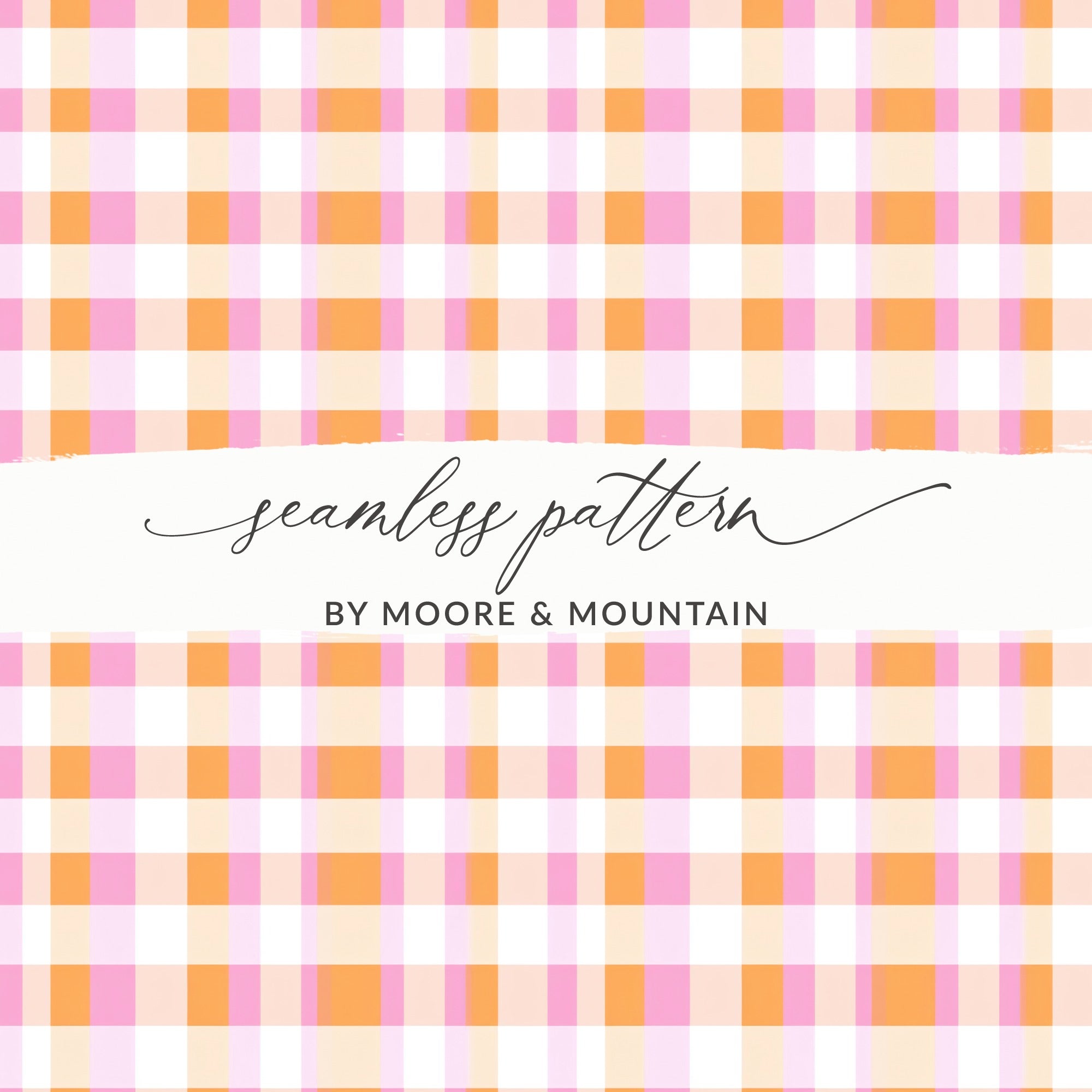 Colorful Pink Orange Plaid Seamless Pattern Design