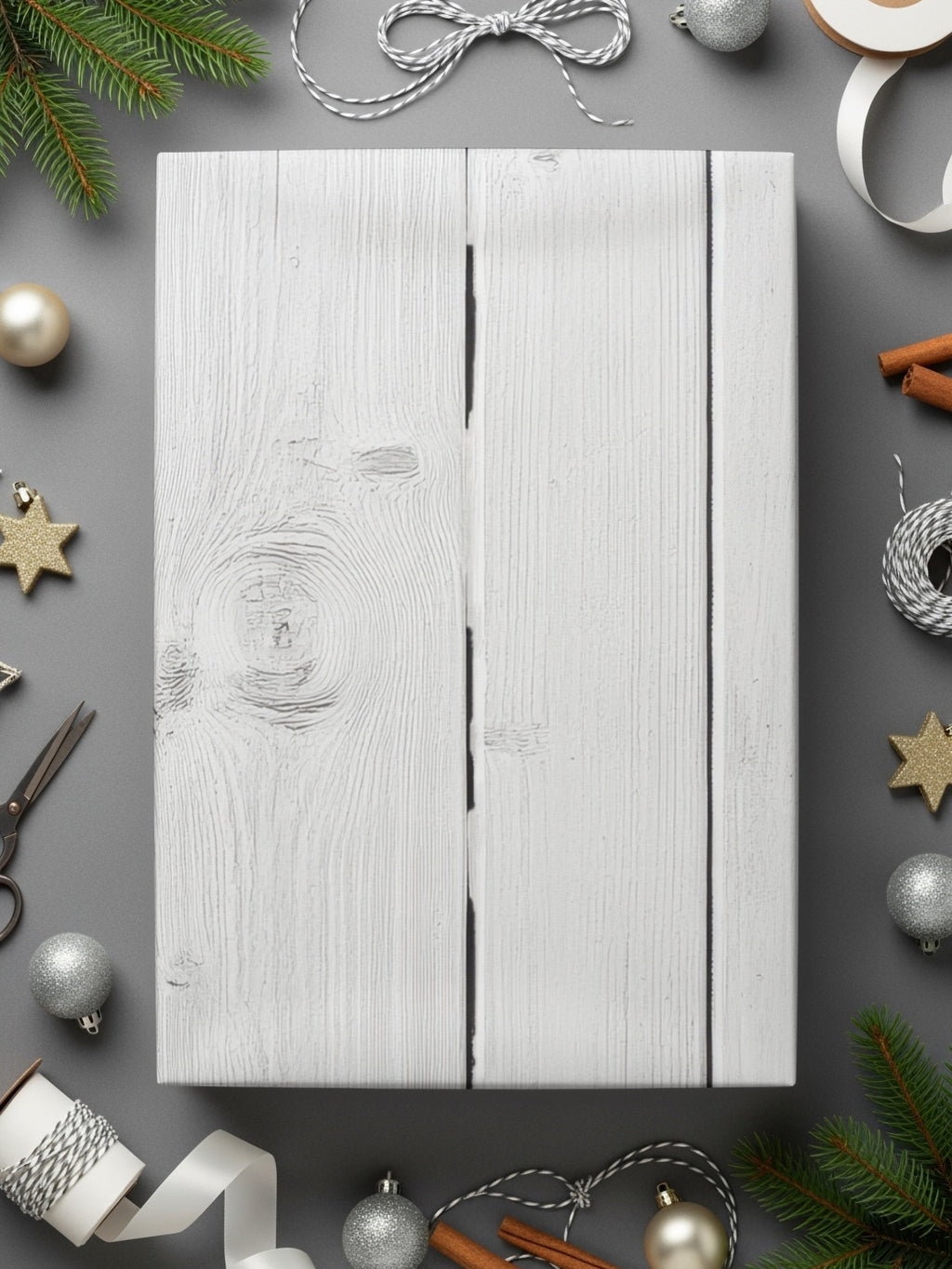 Rustic White Wooden Panel Gift Wrapping Set product