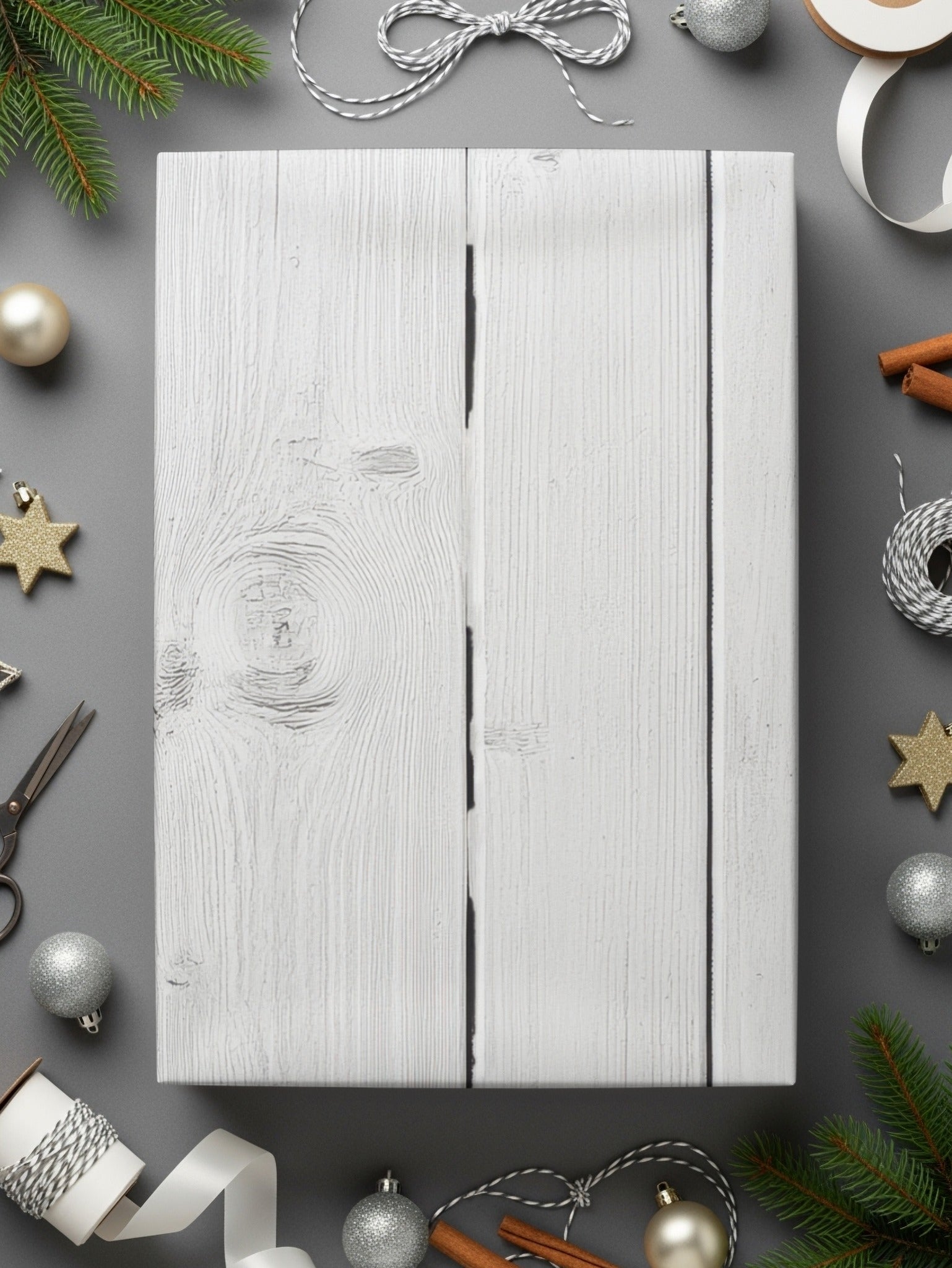 Rustic White Wooden Panel Gift Wrapping Set product