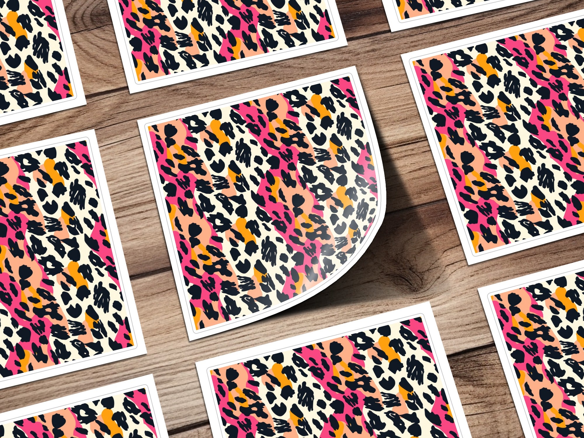 Vibrant Leopard Print Sticker Sheets for Crafting