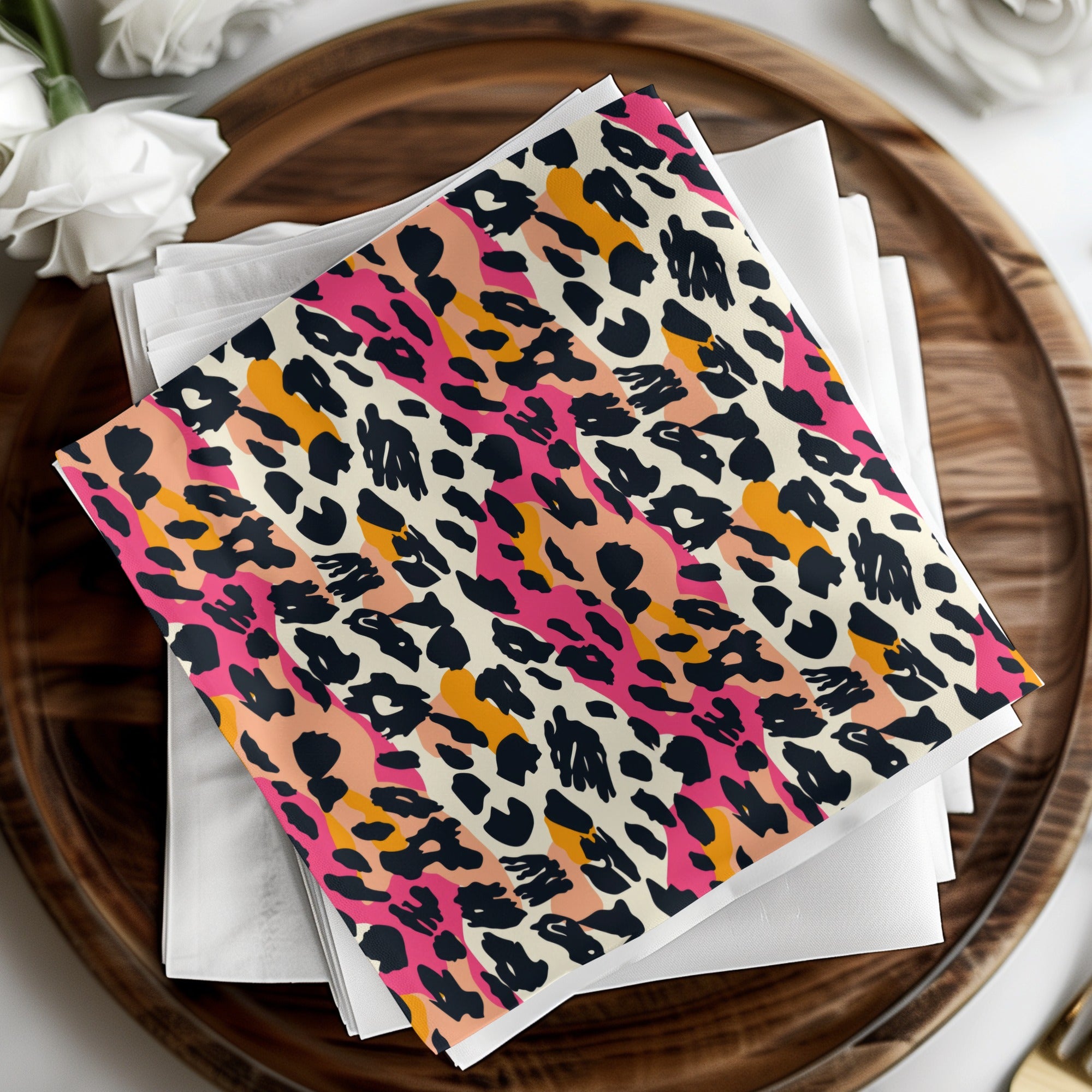 Vibrant Multicolor Leopard Print Decorative Napkin