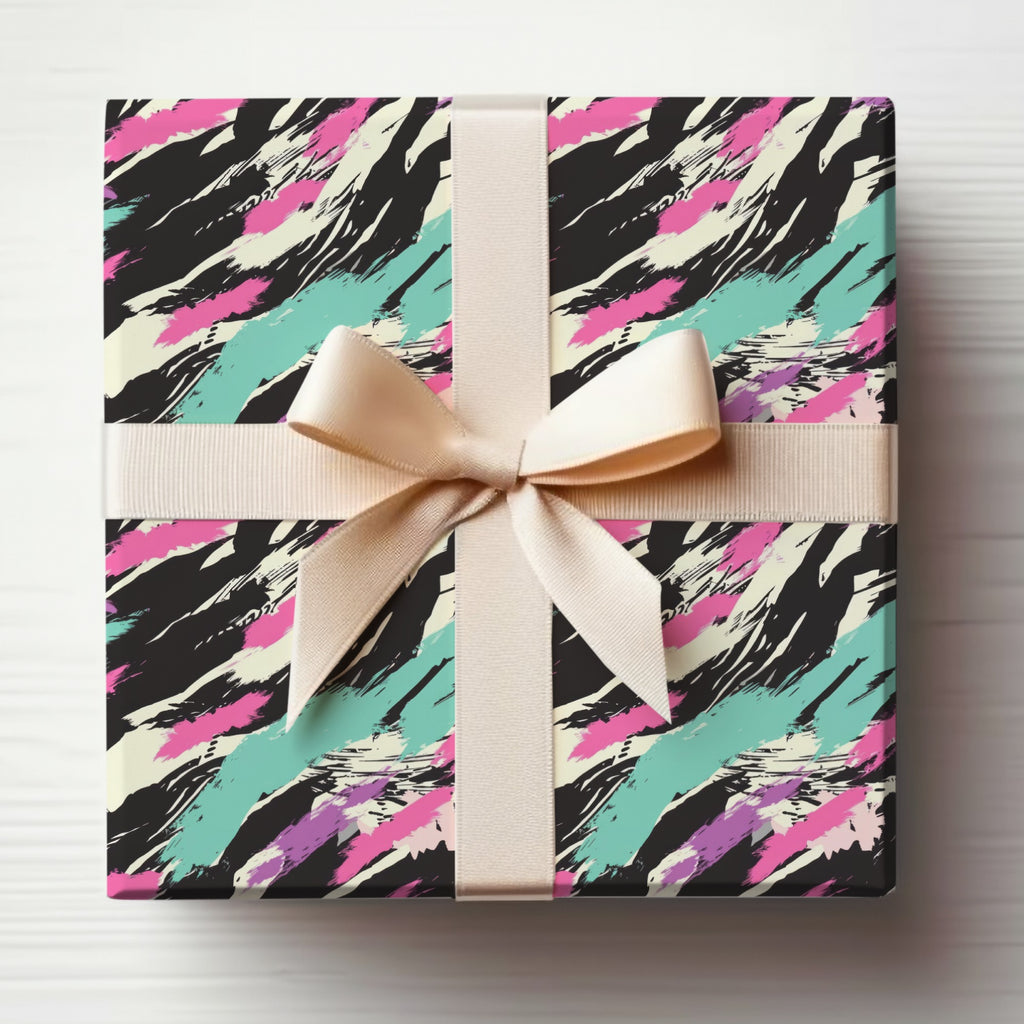 Vibrant Abstract Pattern Gift Box with Ribbon Bow