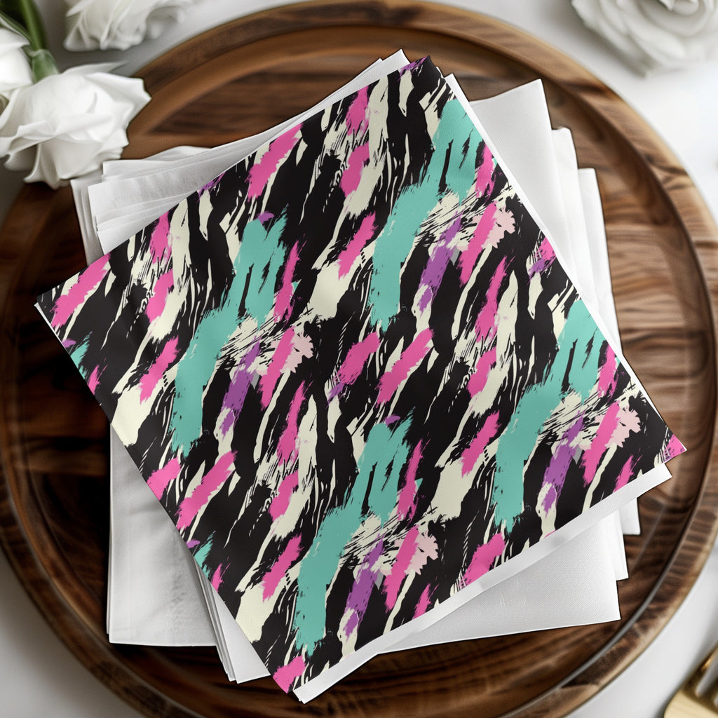 Colorful Abstract Brushstrokes Patterned Napkin Set
