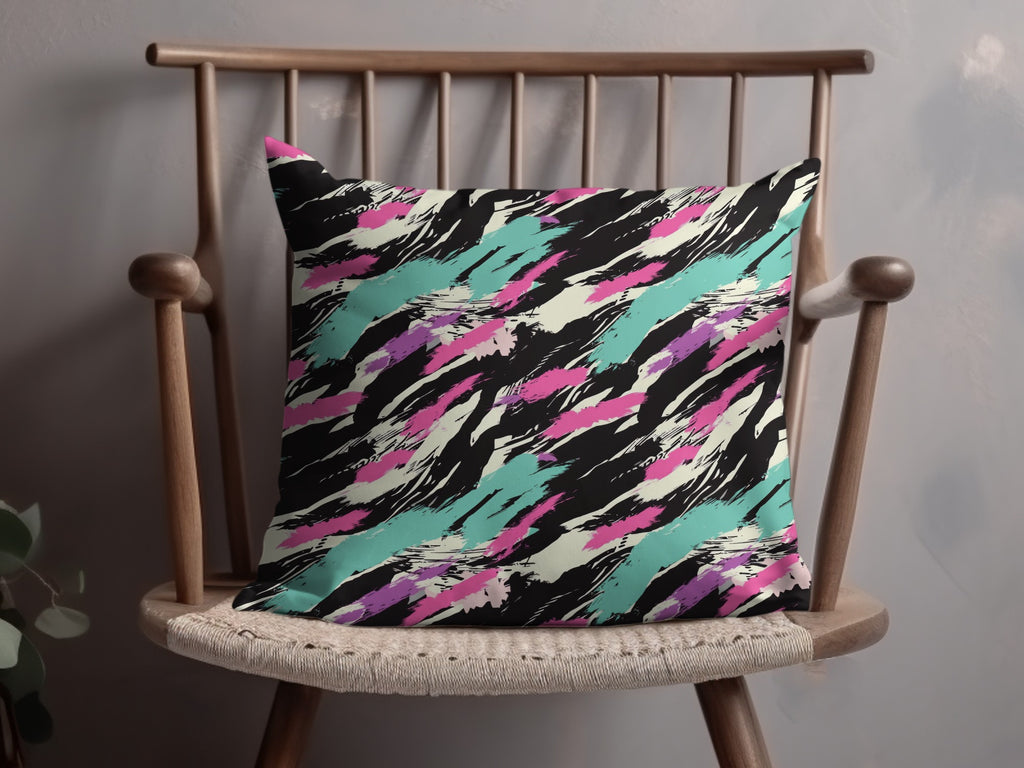 Vibrant Abstract Brushstroke Pattern Pillow
