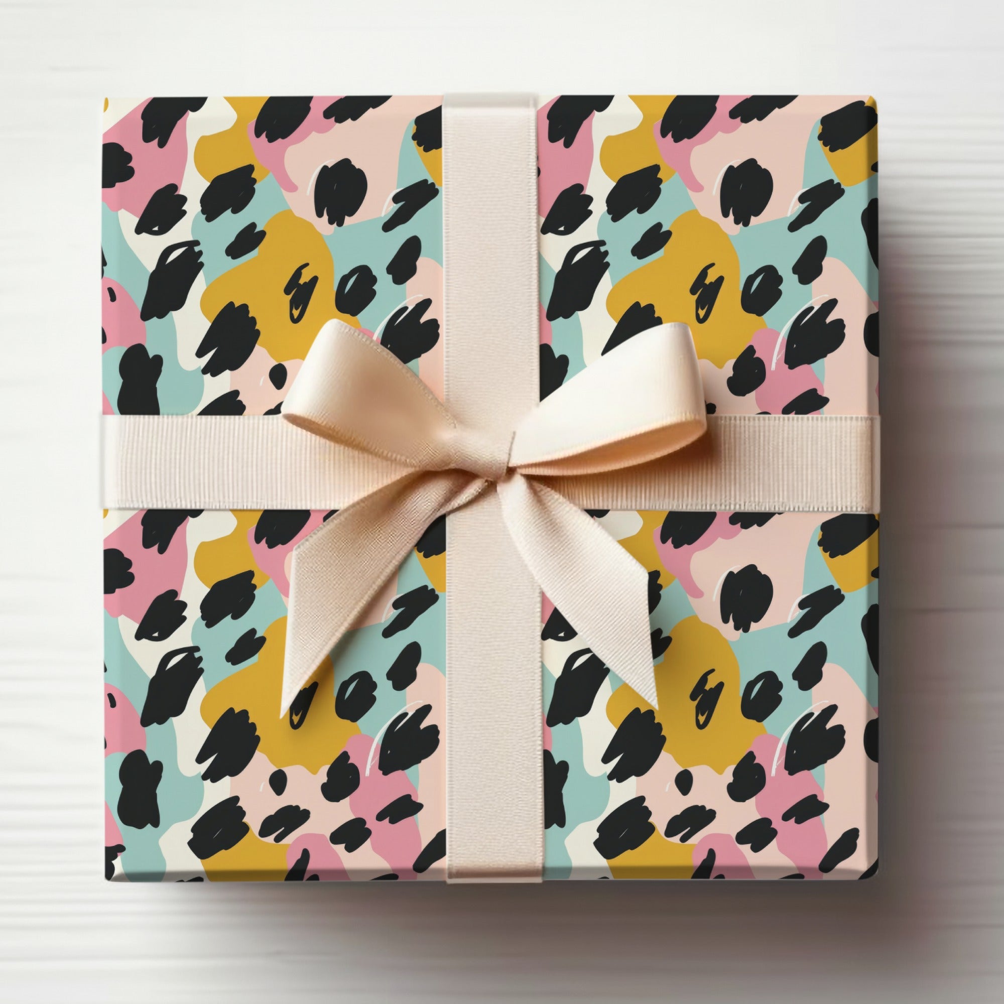 Vibrant Multicolor Gift Wrap with Elegant Bow Design