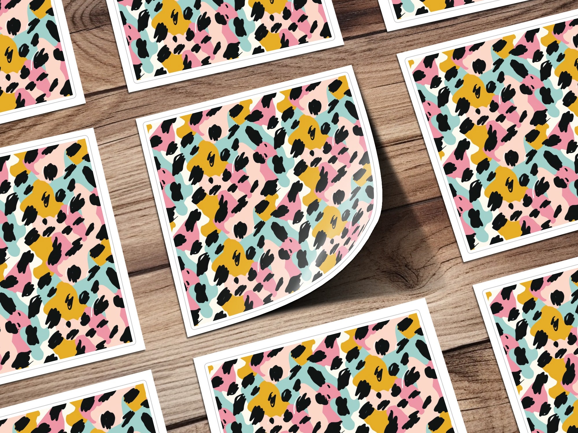 Colorful Abstract Leopard Print Pattern Stickers