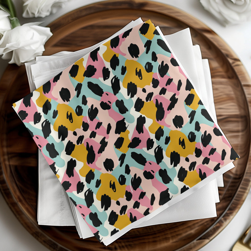 Colorful Abstract Leopard Print Table Napkin Set