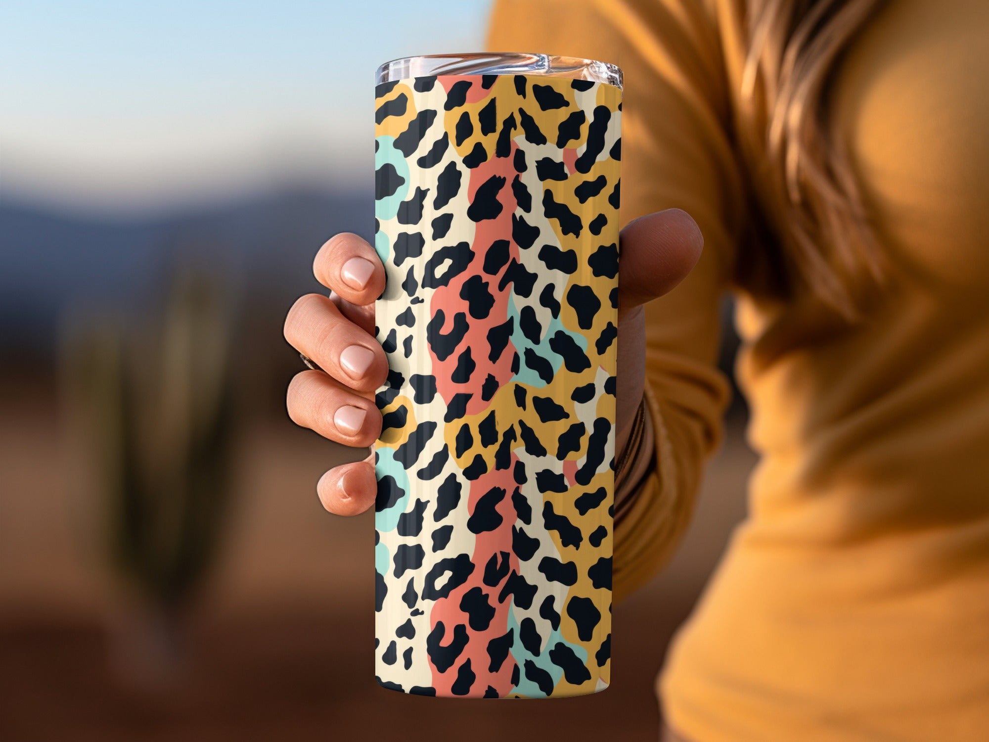 Colorful Leopard Print Tumbler Stylish Drinking Accessory