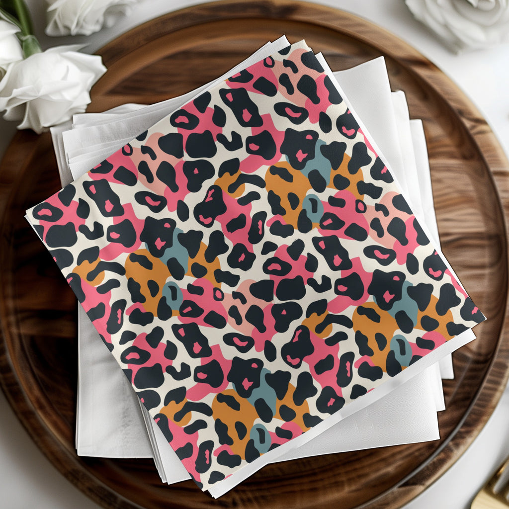 Vibrant Leopard Print Pattern Decorative Napkin Set