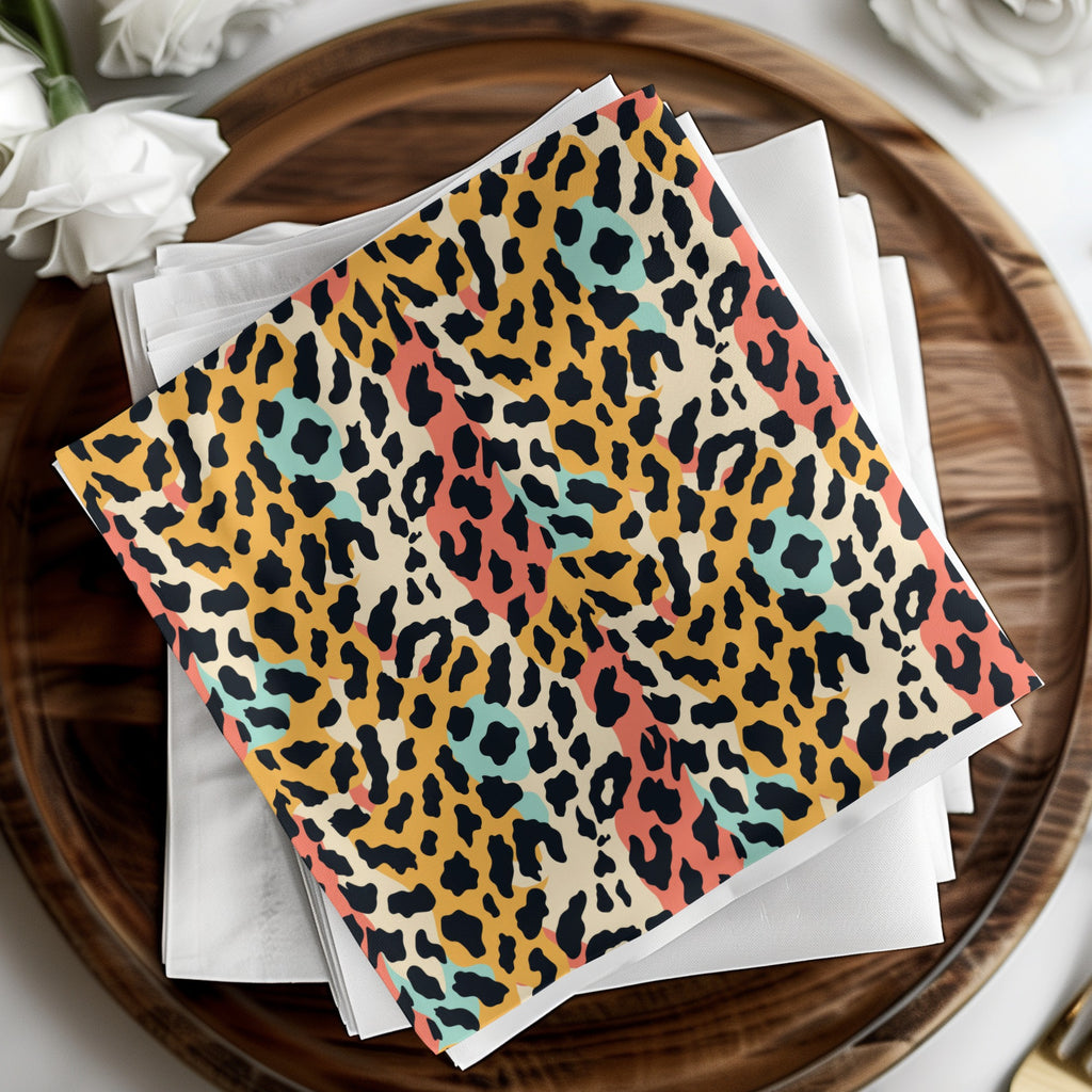Vibrant Leopard Print Napkins Set for Modern Table Decor