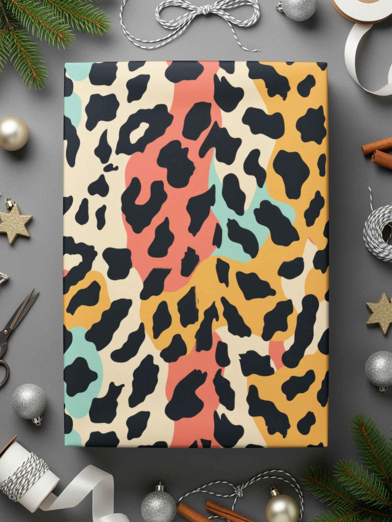 Vibrant Leopard Print Multicolor Wrapping Paper Product
