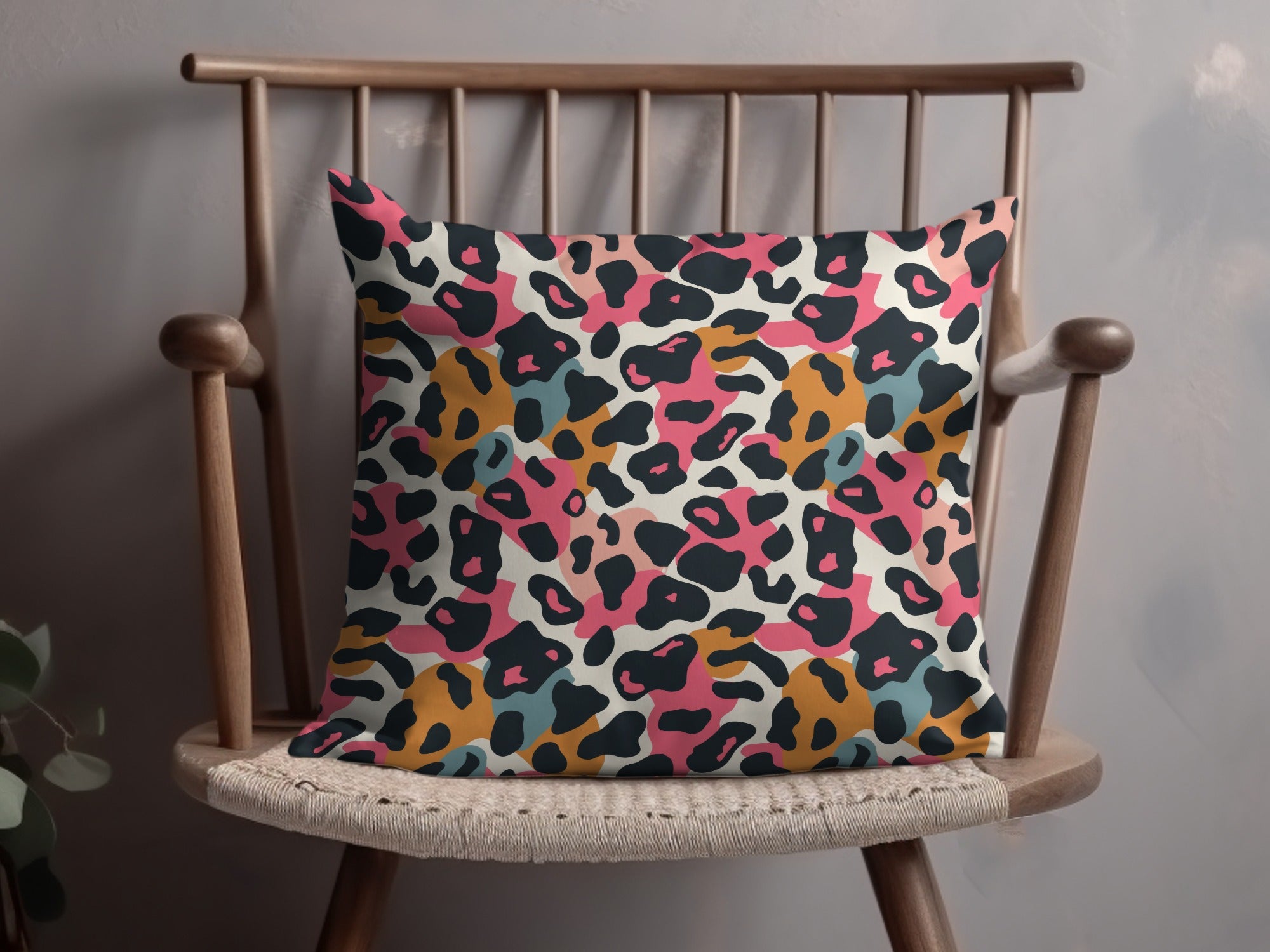 Colorful Leopard Print Pattern Throw Pillow Product