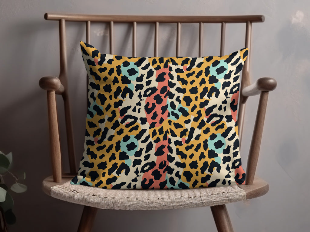 Bright Leopard Print Throw Pillow Home Decor Accessory