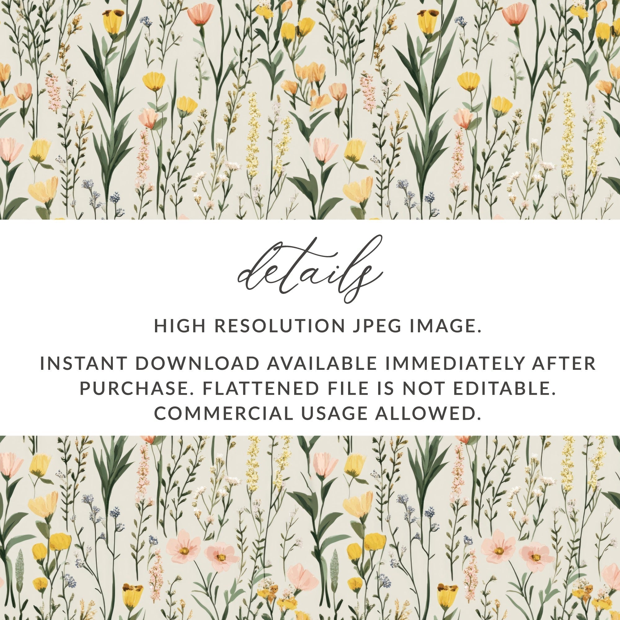 Wildflower Digital Paper, Floral Seamless Pattern, JPEG Digital Download, Botanical Print, Fabric Design, Scrapbooking, Spring Flowers - Moore and Mountain