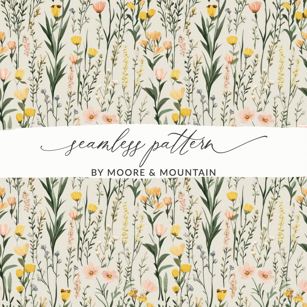 Wildflower Digital Paper, Floral Seamless Pattern, JPEG Digital Download, Botanical Print, Fabric Design, Scrapbooking, Spring Flowers - Moore and Mountain