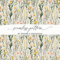 Wildflower Digital Paper, Floral Seamless Pattern, JPEG Digital Download, Botanical Print, Fabric Design, Scrapbooking, Spring Flowers - Moore and Mountain
