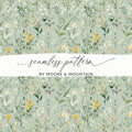 Wildflower Meadow Digital Seamless Pattern, Floral Butterfly Print, Botanical Scrapbook Paper, Fabric Design, Two Scale Options - Moore and Mountain