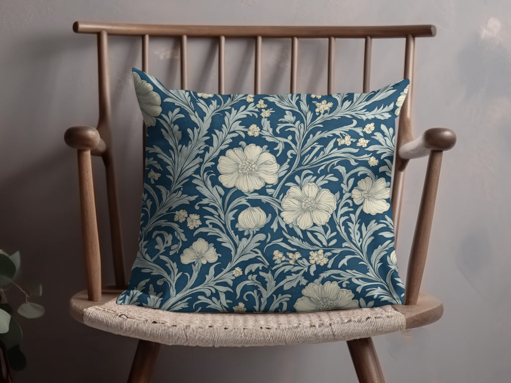 William Morris Blue Larkspur Print Seamless Vines Background Dark - Moore and Mountain