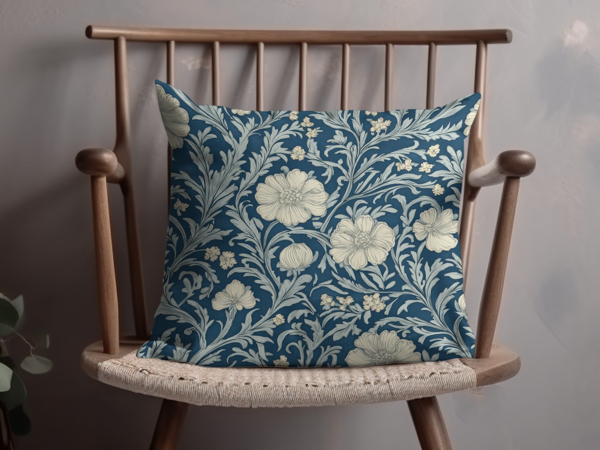 William Morris Blue Larkspur Print Seamless Vines Background Dark - Moore and Mountain