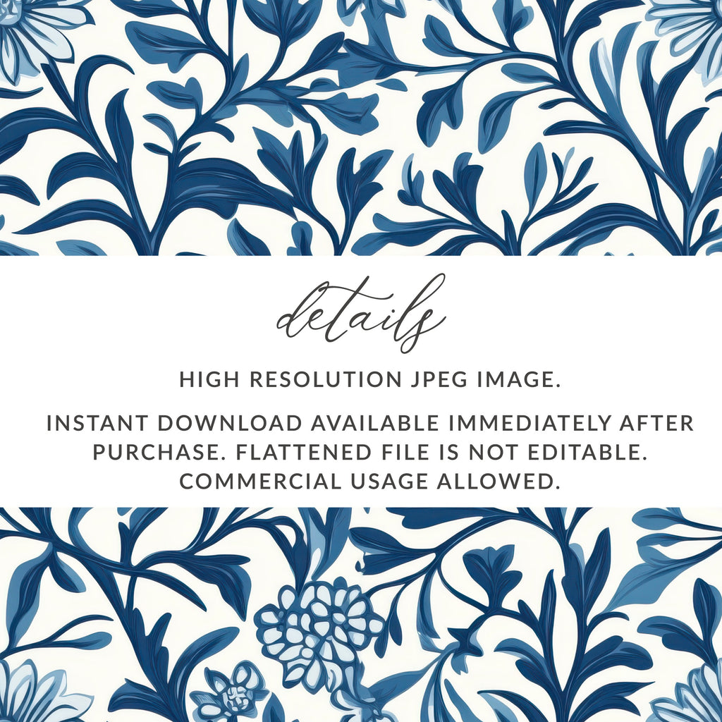 William Morris Blue Seamless Pattern Blue and White Digital - Moore and Mountain