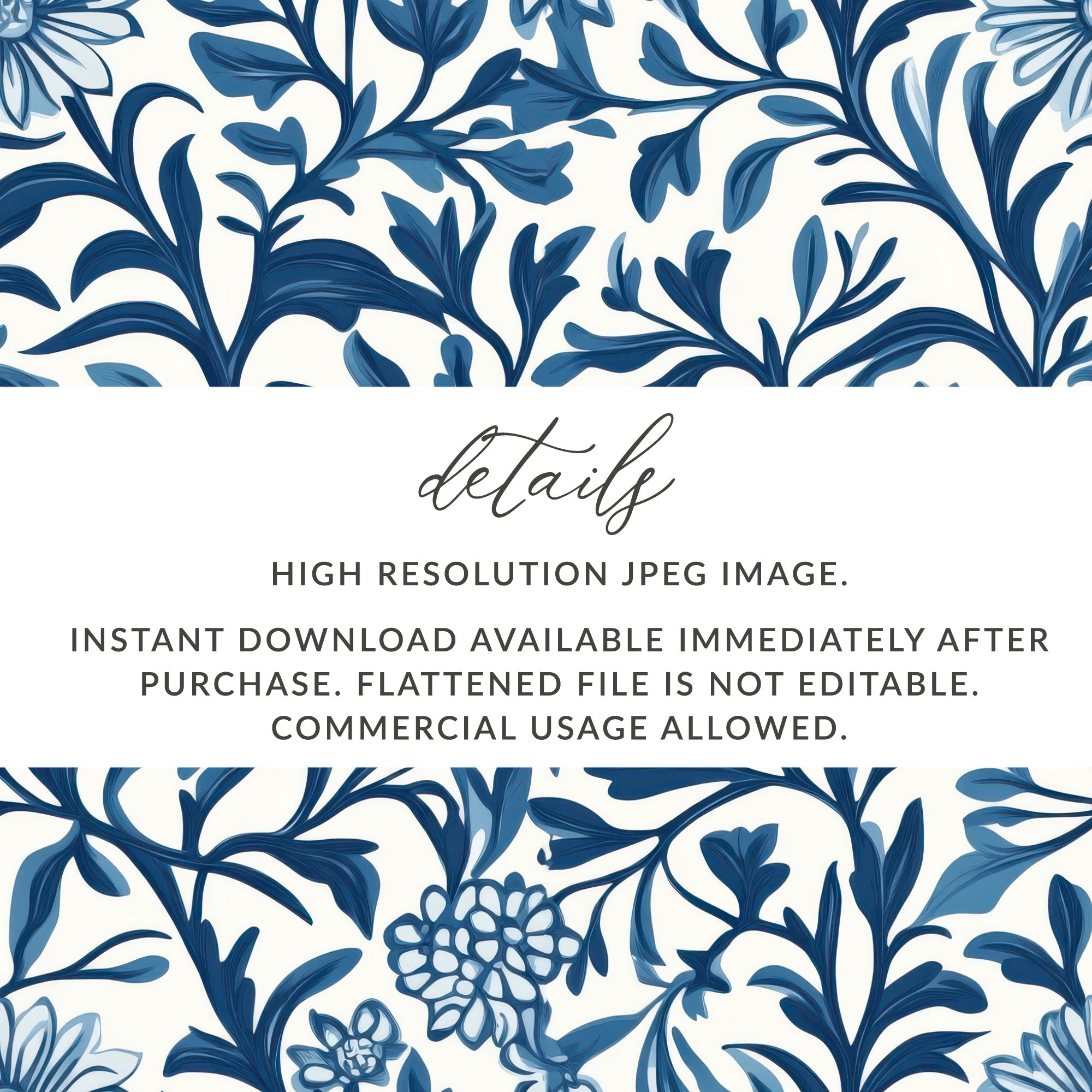 William Morris Blue Seamless Pattern Blue and White Digital - Moore and Mountain