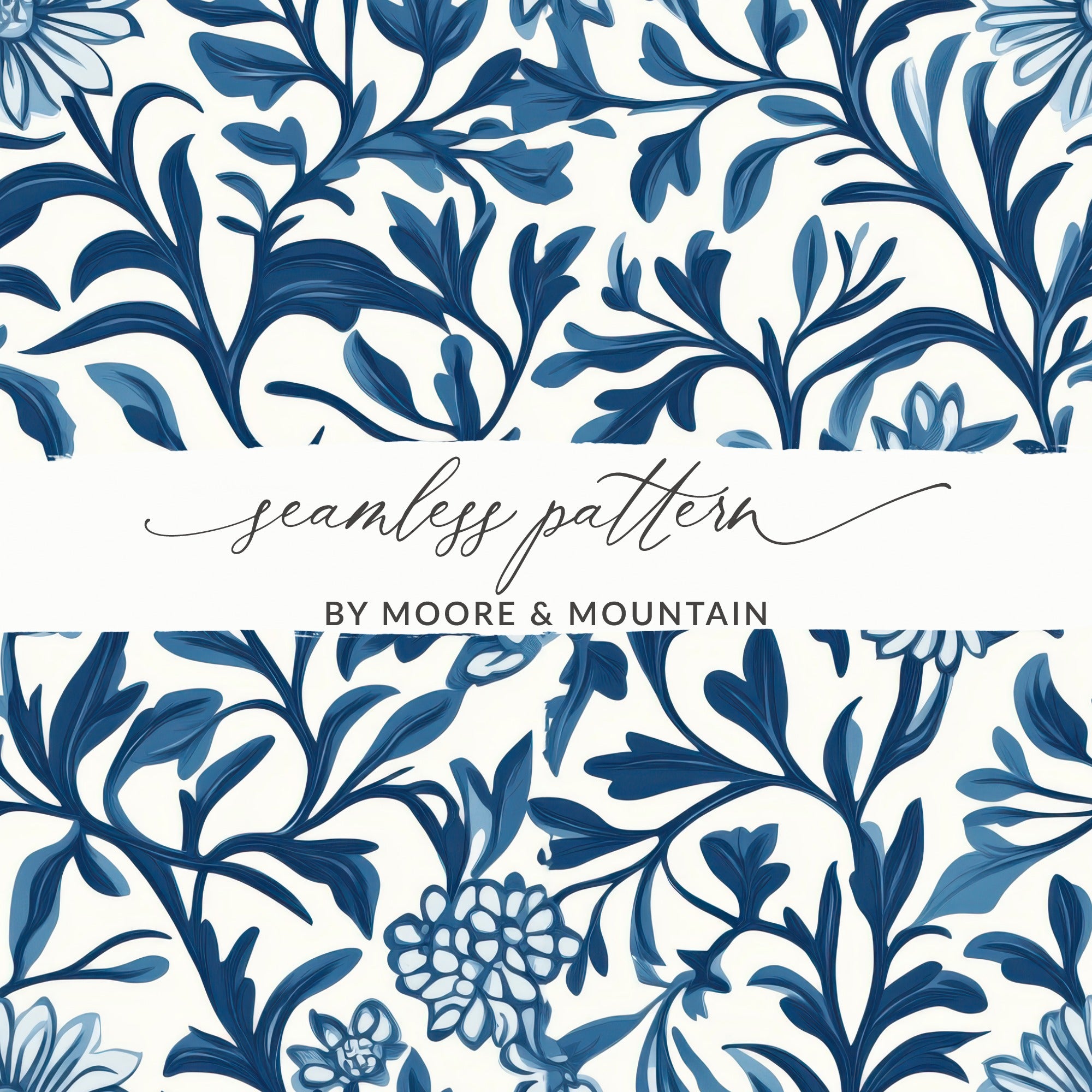 William Morris Blue Seamless Pattern Blue and White Digital - Moore and Mountain