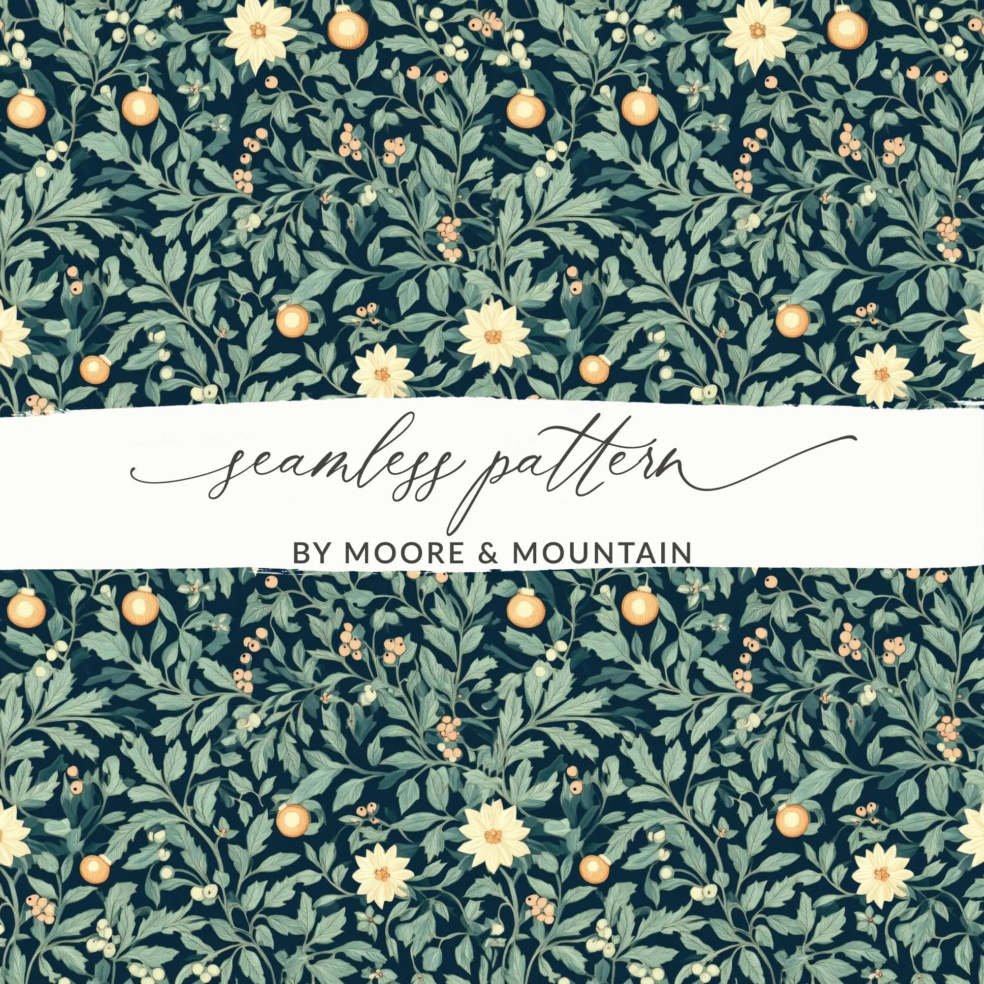 William Morris Seamless Pattern, Dark Vintage Floral Digital Paper, Botanical Repeat Pattern, Dark Green Seamless File, - Moore and Mountain
