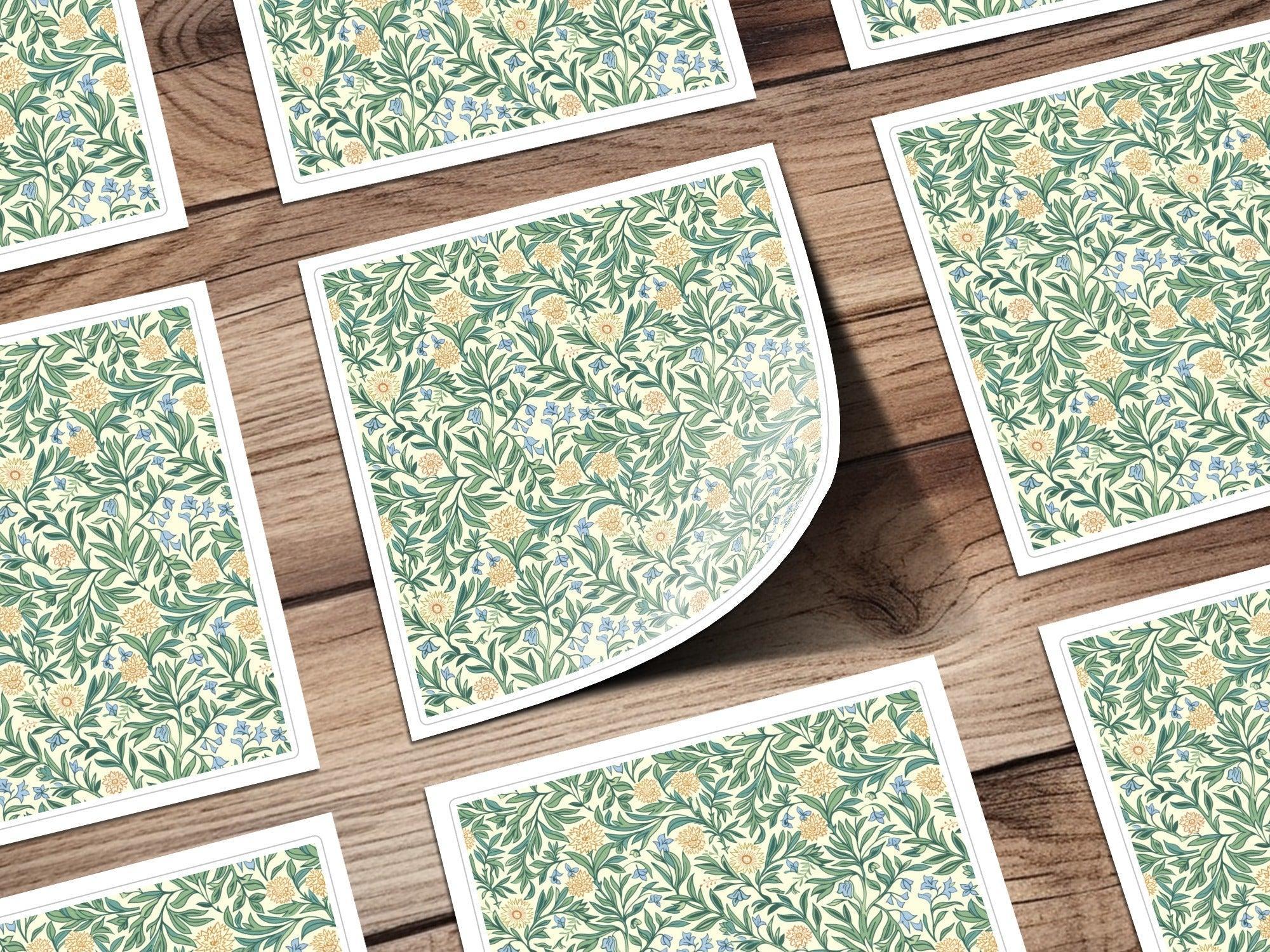Floral Seamless Pattern Digital Paper, William Morris Style, Botanical Print, Flower Repeat Pattern, Fabric Design, Digital Download - Moore and Mountain