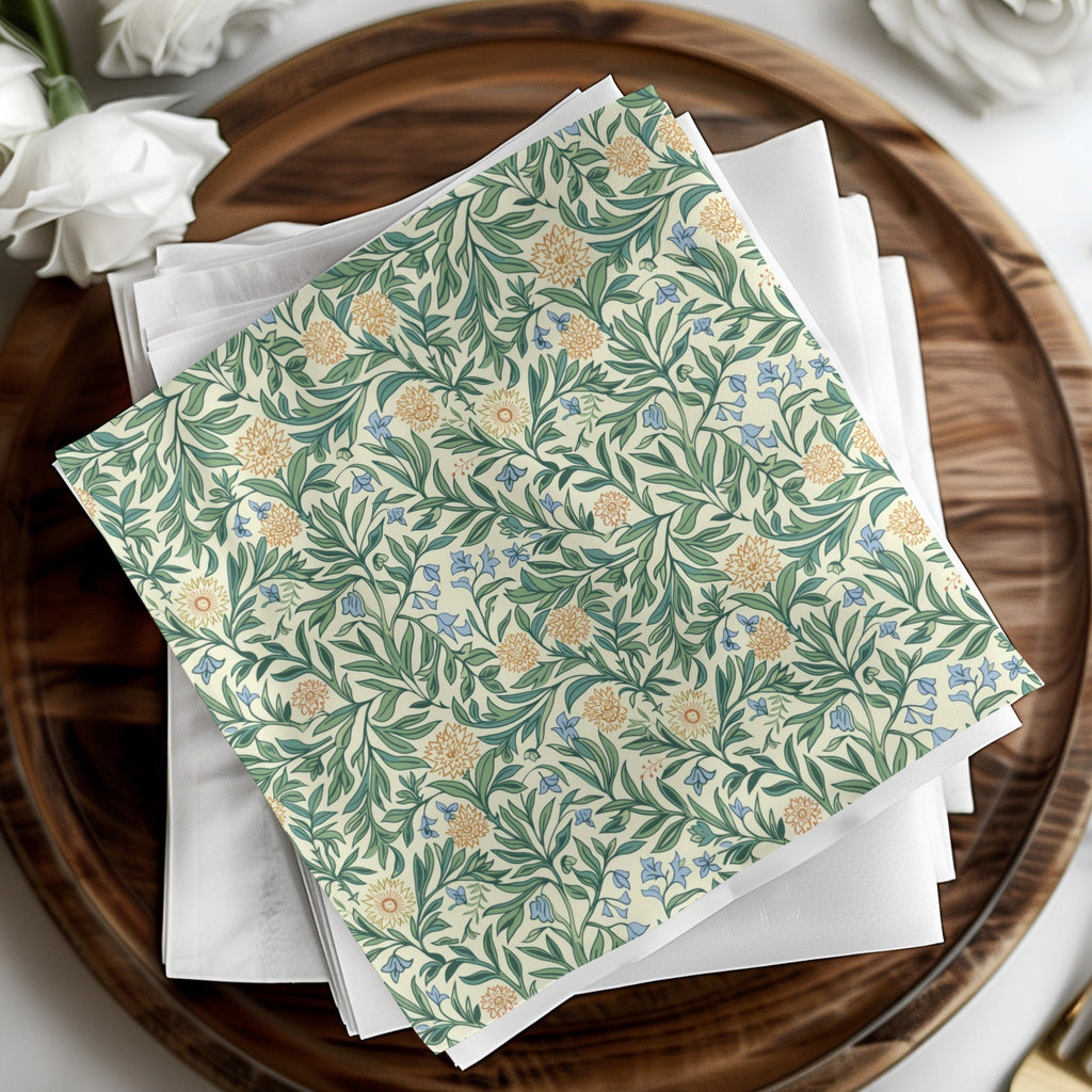 Floral Seamless Pattern Digital Paper, William Morris Style, Botanical Print, Flower Repeat Pattern, Fabric Design, Digital Download - Moore and Mountain