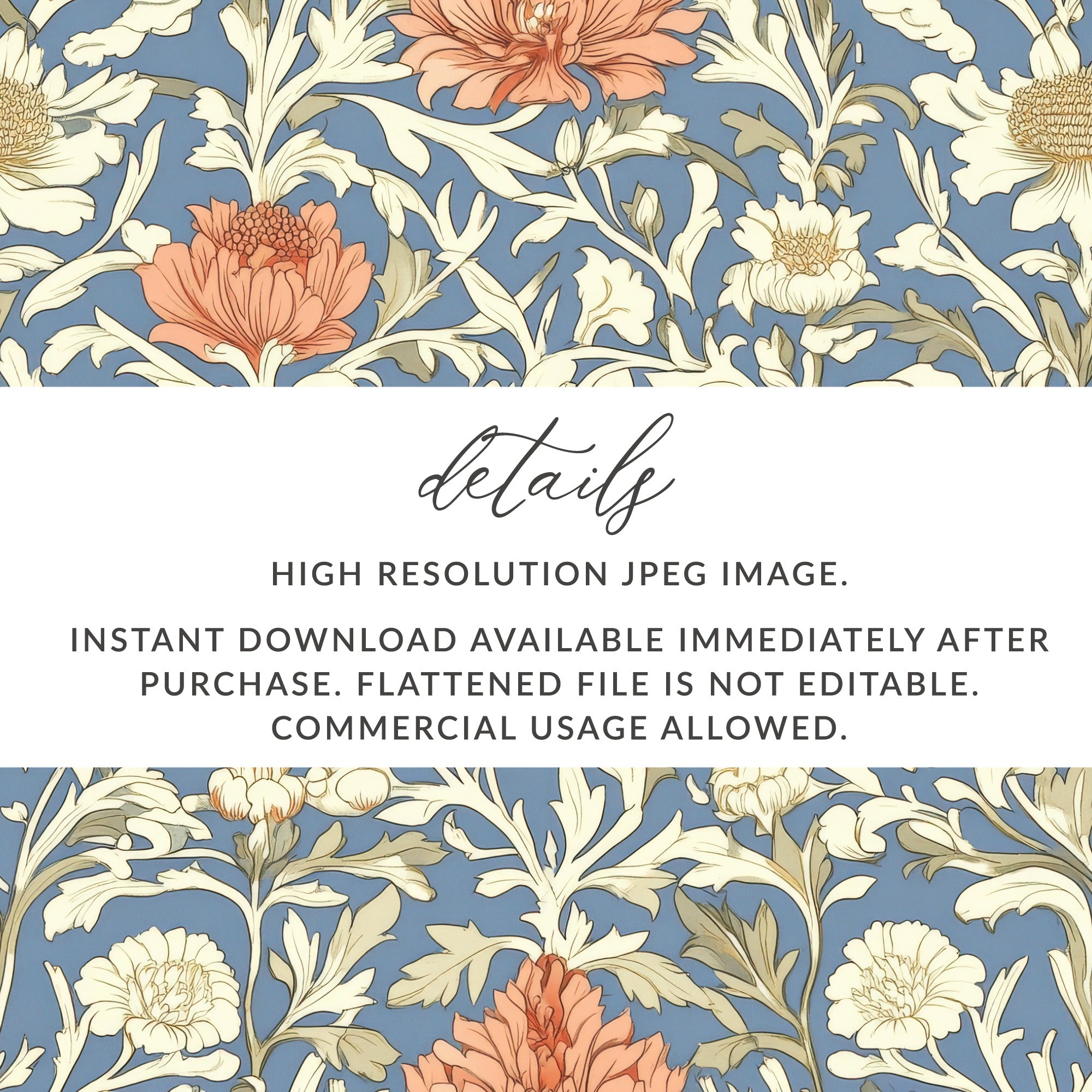 William Morris Print Light Vines Seamless Floral Background Digital - Moore and Mountain