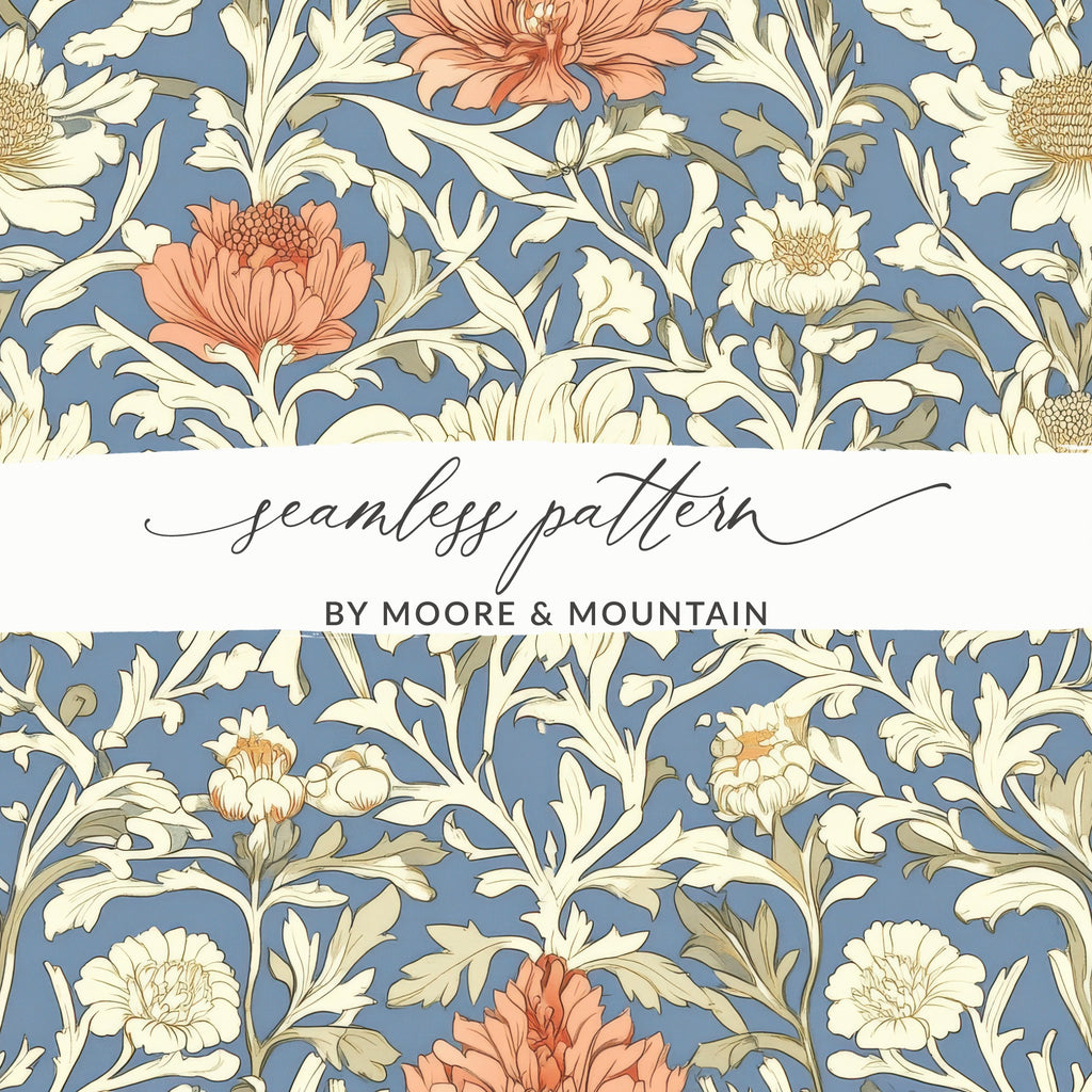 William Morris Print Light Vines Seamless Floral Background Digital - Moore and Mountain