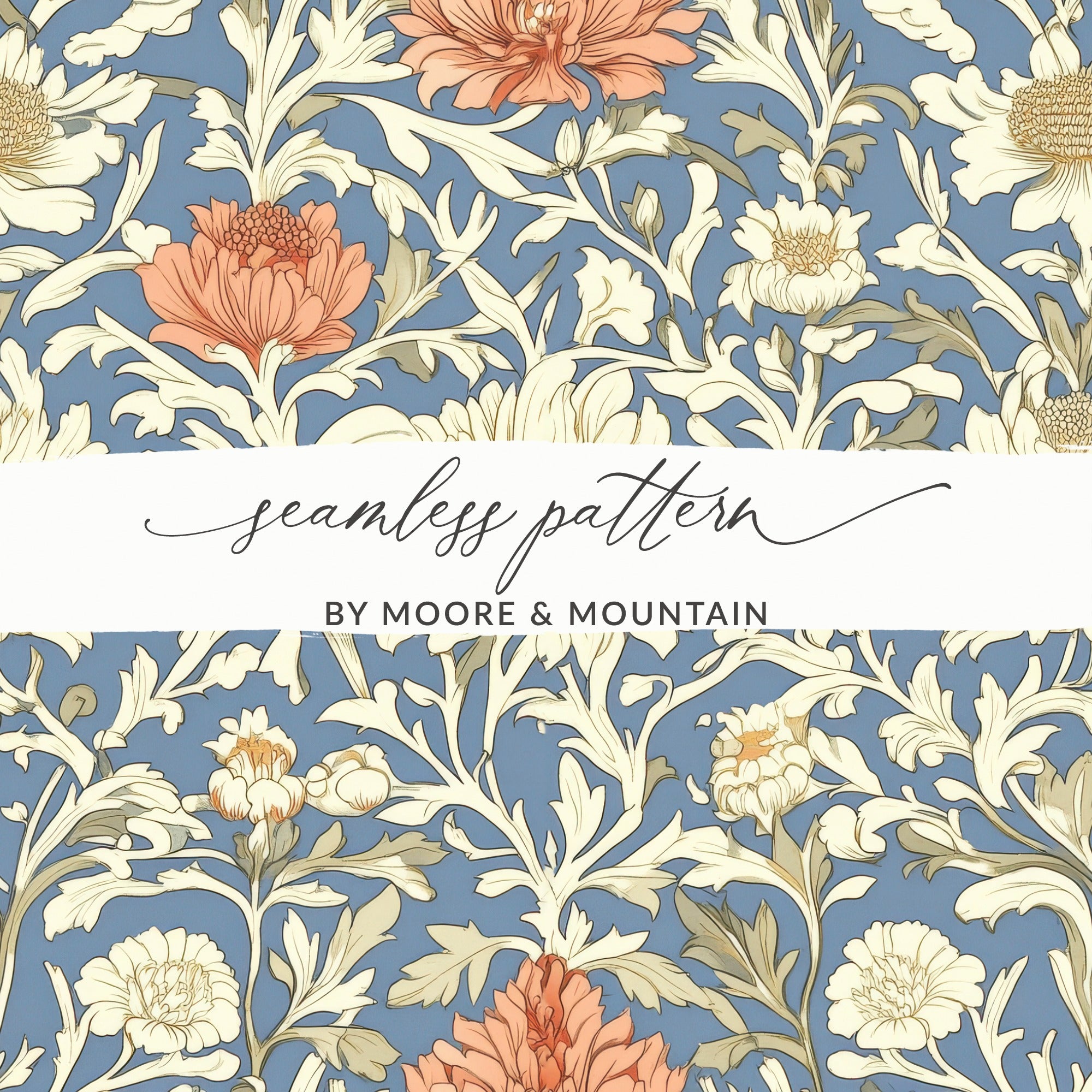William Morris Print Light Vines Seamless Floral Background Digital - Moore and Mountain