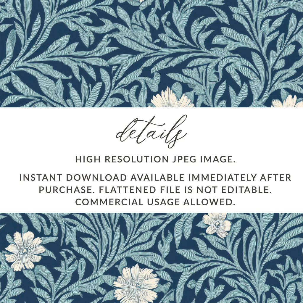 William Morris Seamless Pattern Blue White Floral Digital - Moore and Mountain
