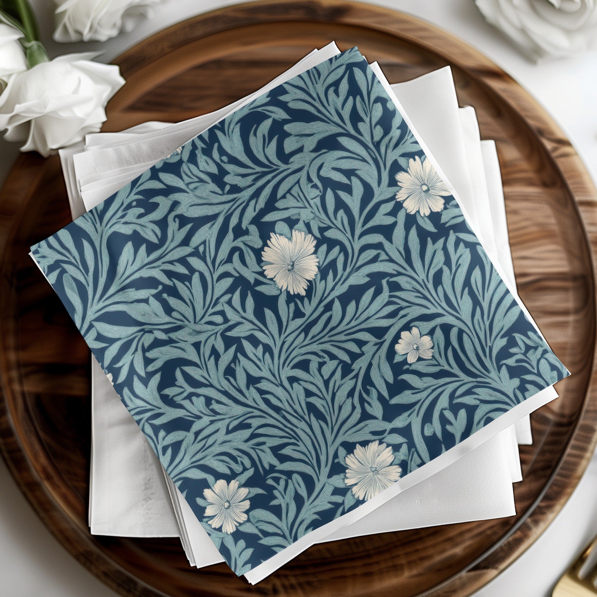 William Morris Seamless Pattern Blue White Floral Digital - Moore and Mountain