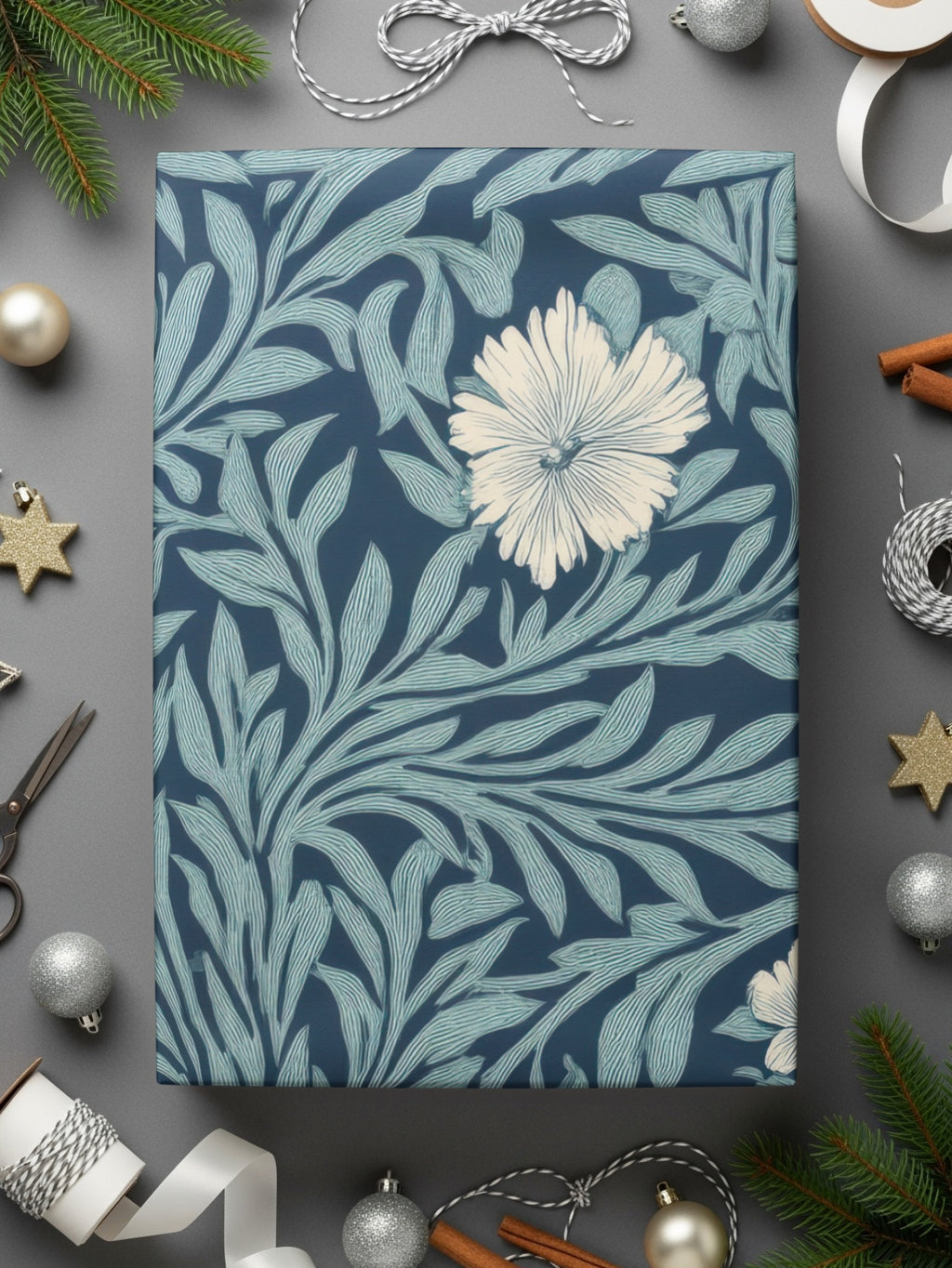 William Morris Seamless Pattern Blue White Floral Digital - Moore and Mountain