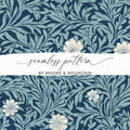 William Morris Seamless Pattern Blue White Floral Digital - Moore and Mountain