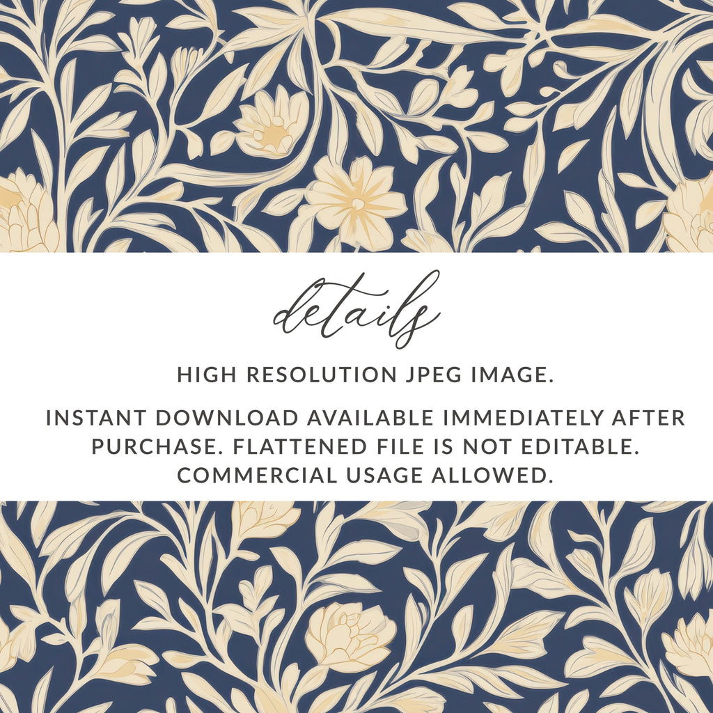 William Morris Seamless Pattern Blue and Cream Digital - Moore and Mountain