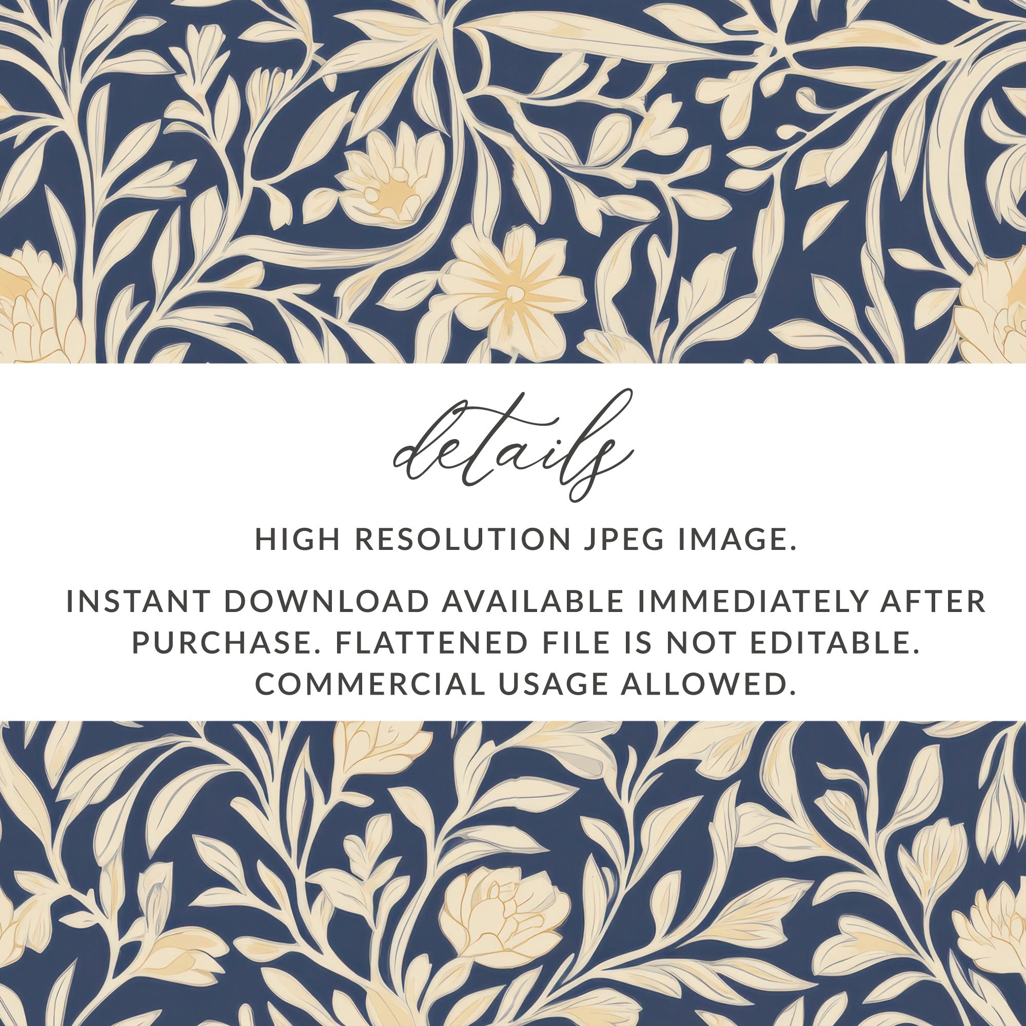 William Morris Seamless Pattern Blue and Cream Digital - Moore and Mountain