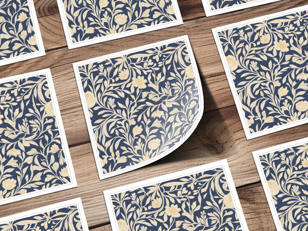 William Morris Seamless Pattern Blue and Cream Digital - Moore and Mountain