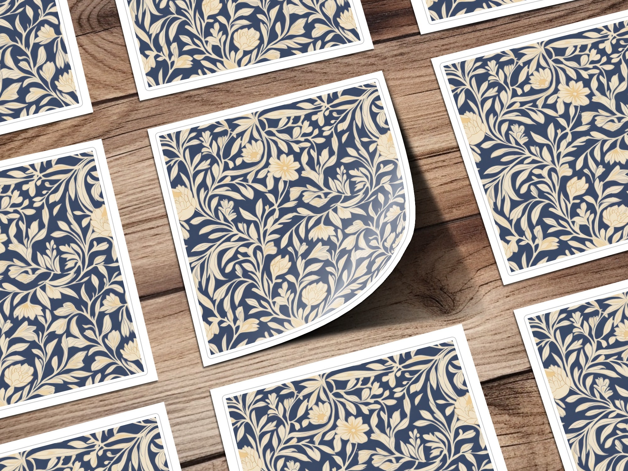 William Morris Seamless Pattern Blue and Cream Digital - Moore and Mountain