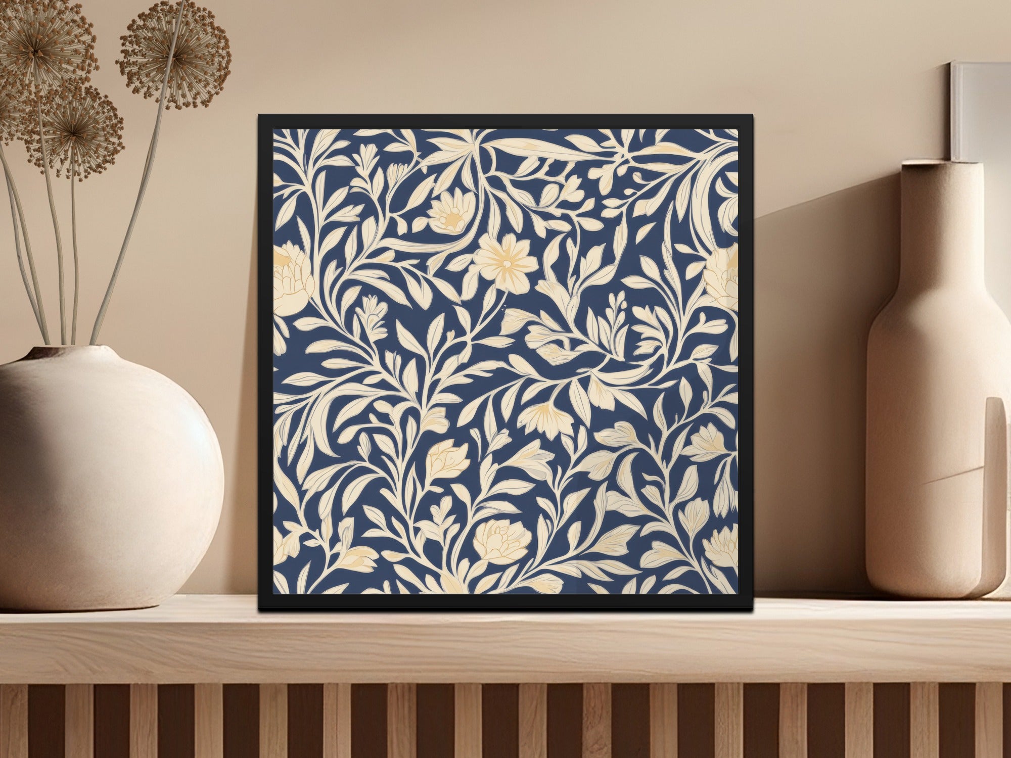 William Morris Seamless Pattern Blue and Cream Digital - Moore and Mountain