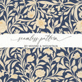 William Morris Seamless Pattern Blue and Cream Digital - Moore and Mountain