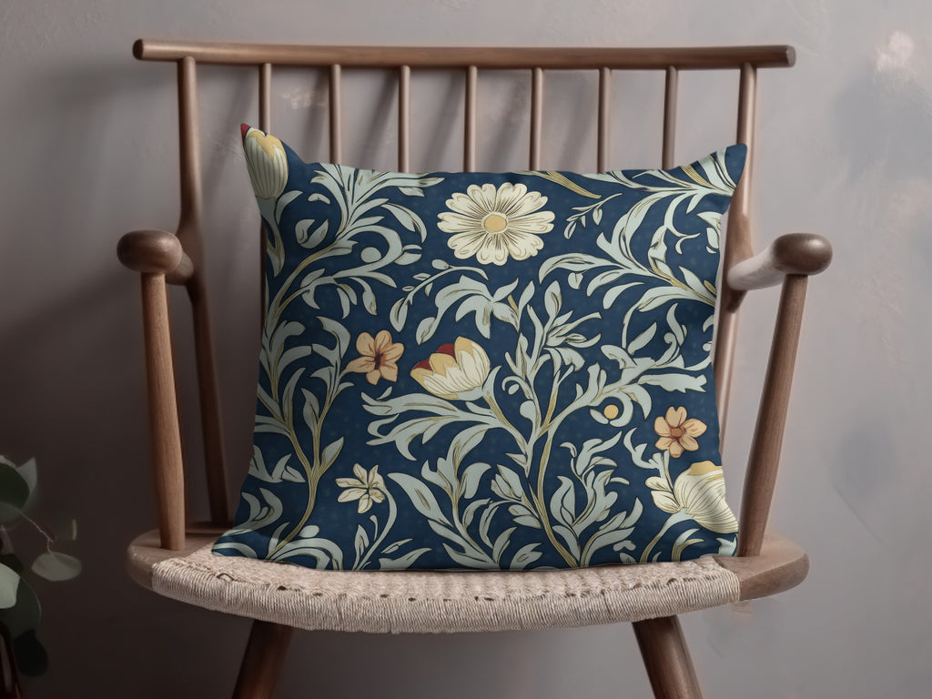 William Morris Seamless Pattern Navy Beige Light Blue Digital - Moore and Mountain