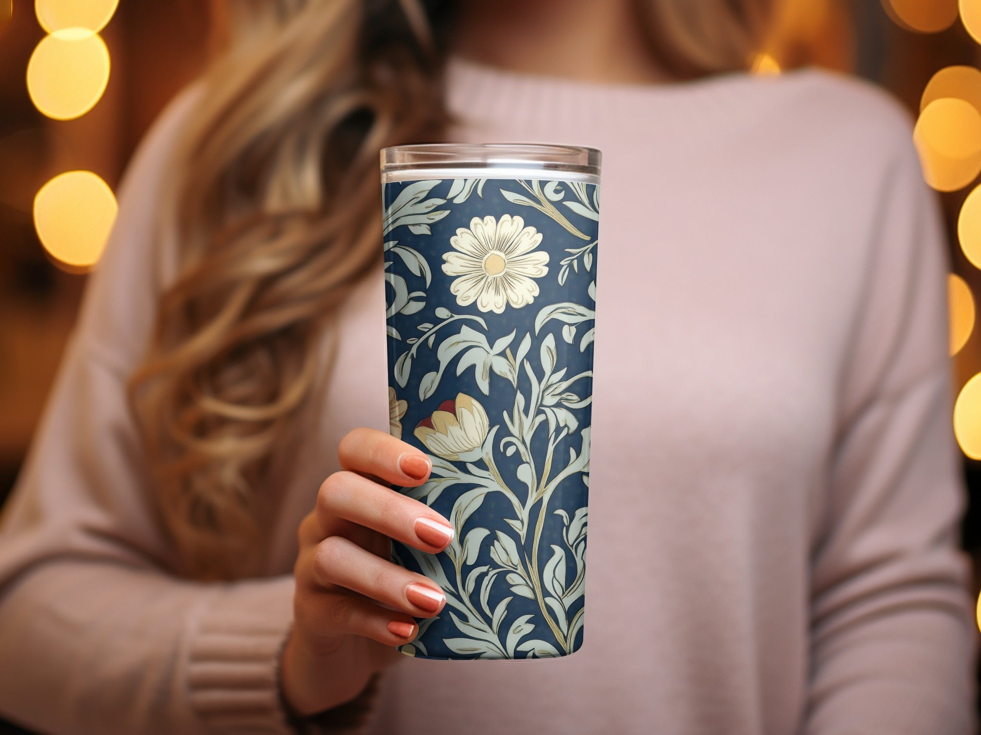 William Morris Seamless Pattern Navy Beige Light Blue Digital - Moore and Mountain