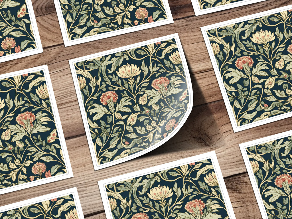 William Morris Seamless Pattern Navy Blue Green Pink Digital - Moore and Mountain